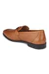 Hats Off Accessories_Brown Textured Genuine Leather Buckle Loafers _at_Aza_Fashions