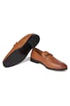 Buy_Hats Off Accessories_Brown Textured Genuine Leather Buckle Loafers 