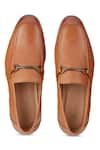 Shop_Hats Off Accessories_Brown Textured Genuine Leather Buckle Loafers 