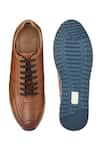 Shop_Hats Off Accessories_Brown Brogue Pattern Genuine Leather Sneakers _at_Aza_Fashions