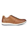 Shop_Hats Off Accessories_Brown Brogue Pattern Genuine Leather Sneakers _Online_at_Aza_Fashions