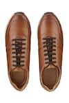 Buy_Hats Off Accessories_Brown Brogue Pattern Genuine Leather Sneakers 