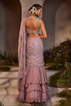 Shop_Charu and Vasundhara_Purple Saree Chiffon Cutdana Embroidery Lilith Tiered Lehenga With Blouse _at_Aza_Fashions