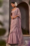 Buy_Charu and Vasundhara_Purple Saree Organza Cutdana Embroidery Liah Lehenga With Embellished Blouse _at_Aza_Fashions