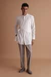 Buy_Tisa - Men_White Terry Rayon Stitch Embroidered Side Tie Panel Kurta With Pant  _at_Aza_Fashions