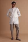 Shop_Tisa - Men_White Terry Rayon Stitch Embroidered Side Tie Panel Kurta With Pant  _at_Aza_Fashions