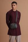 Buy_Tisa - Men_Maroon Terry Rayon Stitch Embroidered Kurta With Pant  _Online_at_Aza_Fashions