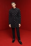 Buy_Tisa - Men_Black Bandhgala Viscose Polyester Cutdana Geometric With Pant _at_Aza_Fashions