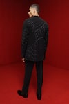 Shop_Tisa - Men_Black Bandhgala Viscose Polyester Cutdana Embellished Wave With Pant _at_Aza_Fashions