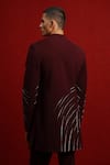 Shop_Tisa - Men_Maroon Viscose Polyester Embroidery Cutdana Bandhgala Set _at_Aza_Fashions