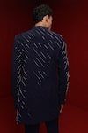 Shop_Tisa - Men_Blue Viscose Polyester Embroidery Cutdana Stripe Bandhgala Set _at_Aza_Fashions