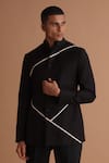 Buy_Tisa - Men_Black Terry Rayon Embellished Tape Jacket And Shirt Set _Online_at_Aza_Fashions
