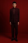 Shop_Tisa - Men_Maroon Suit And Trouser Viscose Shawl Lapel Collar Full Sleeve Set _at_Aza_Fashions