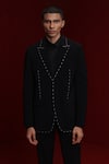 Buy_Tisa - Men_Black Suit And Trouser Viscose Polyester Stitchline Thread Embroidery Set _Online_at_Aza_Fashions