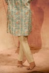 Eleven Brothers_Blue Kurta Silk Deer Park And Pant Set _Online_at_Aza_Fashions