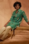 Buy_Eleven Brothers_Green Kurta Silk Printed Rolling Giraffe And Pant Set _at_Aza_Fashions