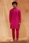 Buy_Eleven Brothers_Pink Silk Plain Tagai Kurta Set_at_Aza_Fashions