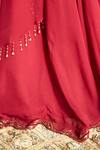 Buy_Shreeka_Red Viscose Georgette Hand Embroidered Silk Thread V Draped Blouse And Skirt Set _Online_at_Aza_Fashions