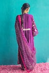 Shop_Pooja Singhal_Purple Kurta Viscose Silk Embroidery Pintuck Set With Bandhej Print Dupatta _at_Aza_Fashions