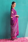 Pooja Singhal_Purple Kurta Viscose Silk Embroidery Pintuck Set With Bandhej Print Dupatta _Online_at_Aza_Fashions