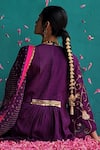 Pooja Singhal_Purple Kurta Viscose Silk Embroidery Pintuck Set With Bandhej Print Dupatta _at_Aza_Fashions