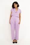 Buy_House of Behram_Purple Moss Crepe Plain Cowl Neck Top _Online_at_Aza_Fashions