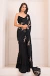 Buy_Masumi Mewawalla x AZA_Black Crepe Hand Embroidered Sequin Pre-stitched Saree With Blouse _Online_at_Aza_Fashions