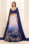 Masumi Mewawalla x AZA_Purple Satin Organza Ombre Floral Embroidered Lehenga With Blouse _at_Aza_Fashions