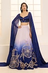 Buy_Masumi Mewawalla x AZA_Purple Satin Organza Ombre Floral Embroidered Lehenga With Blouse _Online