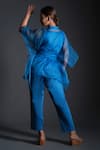 Shop_Kyra By Nina + Deepika_Blue Silk Organza Hand Painted Wildflower And Bird Mehr Pant Set  _at_Aza_Fashions