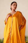 Buy_Kyra By Nina + Deepika_Yellow Modal Satin Embellished Kiran Lace Work Ziba Tunic And Pant Set _Online_at_Aza_Fashions