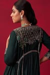 Shop_Adaara Couture_Green Russian Silk Embroidery Sequin Notched Natures Bounty Kurta And Pant Set _at_Aza_Fashions