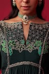 Buy_Adaara Couture_Green Russian Silk Embroidery Sequin Notched Natures Bounty Kurta And Pant Set _Online_at_Aza_Fashions