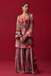 Buy_Adaara Couture_Pink Cotton Silk Printed And Embroidered Floral Bliss Kurta & Sharara Set _at_Aza_Fashions