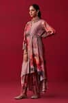 Buy_Adaara Couture_Pink Cotton Silk Printed And Embroidered Floral Bliss Tunic & Dhoti Pant Set _at_Aza_Fashions