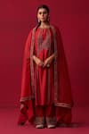 Buy_Adaara Couture_Red Kurta And Palazzo Cotton Silk Embroidered Thread Metallic Bliss Printed Set _at_Aza_Fashions