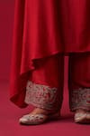 Adaara Couture_Red Kurta And Palazzo Cotton Silk Embroidered Thread Metallic Bliss Printed Set _Online_at_Aza_Fashions