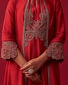 Buy_Adaara Couture_Red Kurta And Palazzo Cotton Silk Embroidered Thread Metallic Bliss Printed Set _Online_at_Aza_Fashions