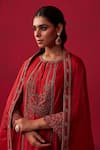 Shop_Adaara Couture_Red Kurta And Palazzo Cotton Silk Embroidered Thread Metallic Bliss Printed Set _Online_at_Aza_Fashions