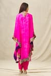 Shop_Anamika Khanna_Fuchsia Organza Embroidery Thread Round Tie Dye Pattern Kurta Set _at_Aza_Fashions