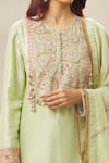 Shop_Anamika Khanna_Green Organza Embroidery Bead Round Bodice Kurta Set _Online_at_Aza_Fashions