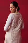 Shop_Adaara Couture_Ivory Kurta Cotton Silk Embroidery Sequin Jacket Pixelated Dhoti Pant Set _at_Aza_Fashions