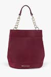 Buy_Tan & Loom_Maroon Plain Rani Leather Potli Bag_Online_at_Aza_Fashions