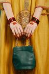 Buy_Tan & Loom_Green Plain Rani Leather Potli Bag _at_Aza_Fashions