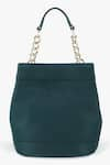 Shop_Tan & Loom_Green Plain Rani Leather Potli Bag _at_Aza_Fashions