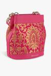 Tan & Loom_Pink Floral Rani Woven Pattern Potli Bag_Online_at_Aza_Fashions