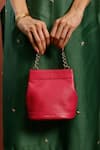 Buy_Tan & Loom_Pink Plain Rani Solid Leather Potli Bag _at_Aza_Fashions