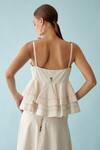 Shop_Nikasha_Cream Poplin Thread Embroidered V Neck Cami Peplum Top _at_Aza_Fashions