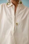 Shop_Nikasha_Cream Poplin Embroidery Collared Banana Tree Applique Top _Online_at_Aza_Fashions