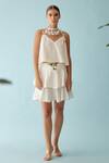 Buy_Nikasha_Cream Poplin Thread Embroidered V Neck Cami Crop Top _at_Aza_Fashions